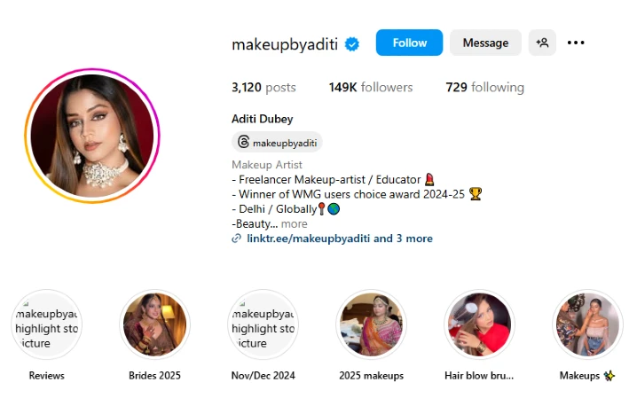 makeupbyaditi instagram